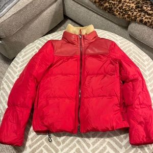 Red puffer coat size small COACH